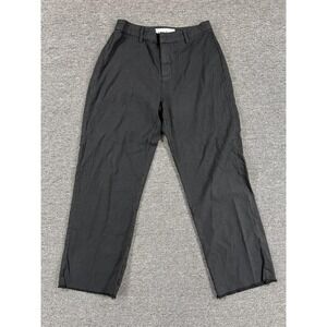 Frank & Eileen Pants Womens 4 Black Kinsale Chino Cropped Raw Hem Cotton Flax